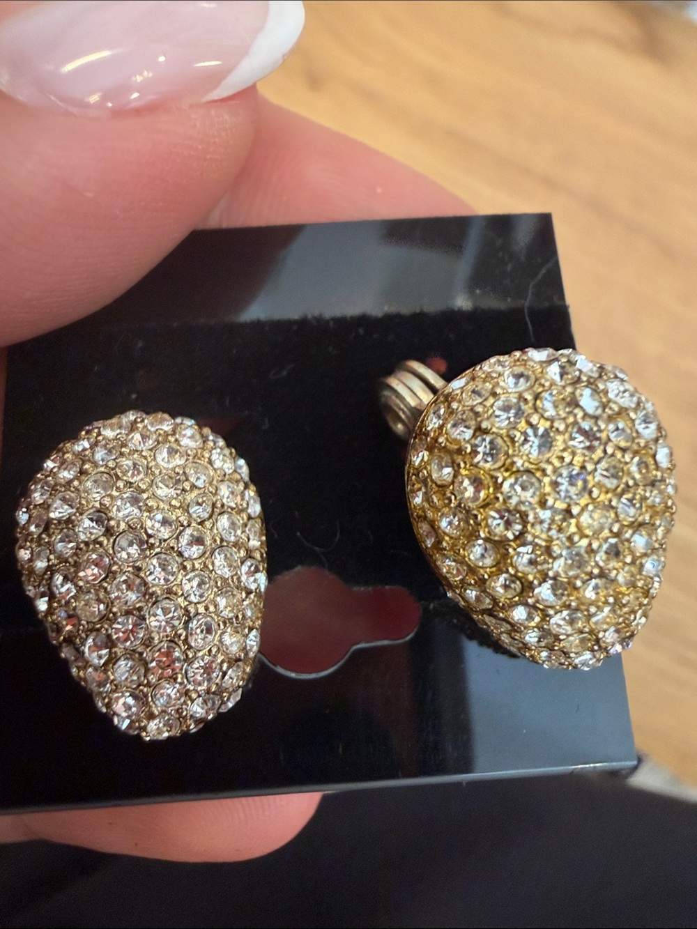 Monet Pavé Teardrop Clip-On Earrings in Gold and Clear Crystal